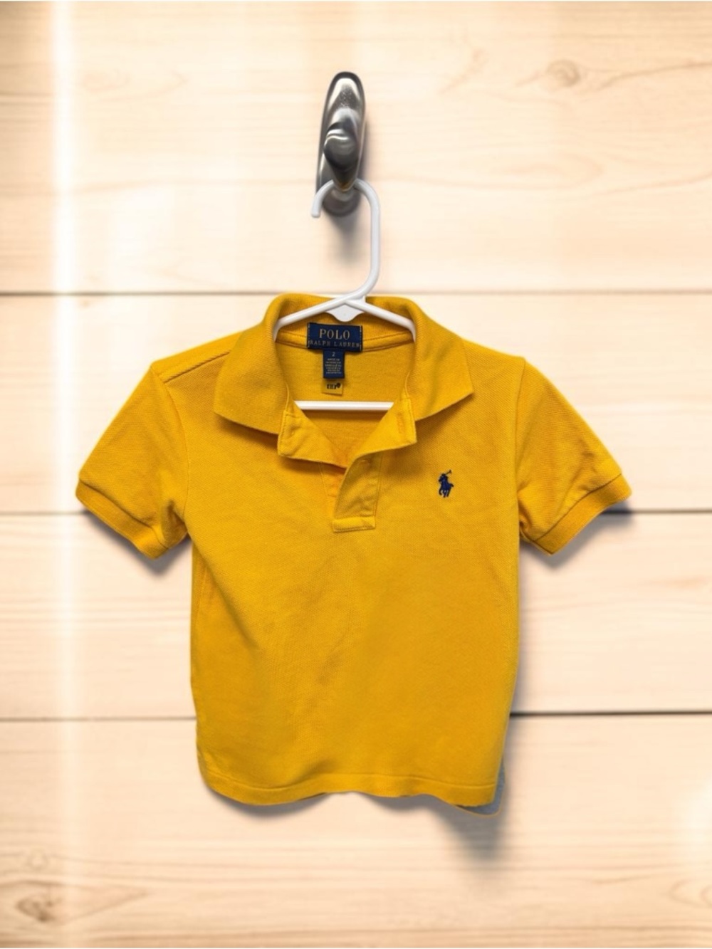 Polo by Ralph Lauren Sz 2T Mustard Yellow  SS Polo with Navy Pony, Like New